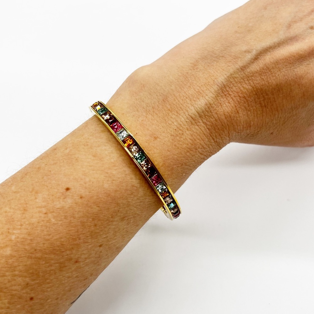 NWT J. Crew Multicolor Square Gem Hinge Bracelet